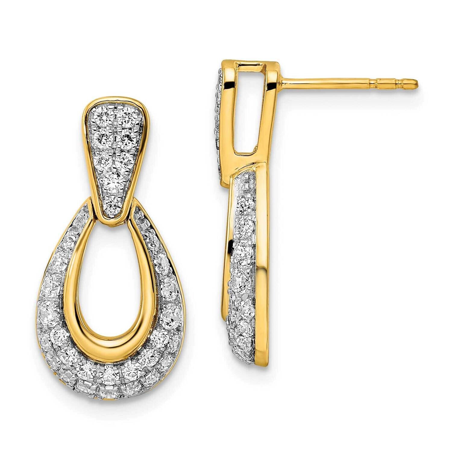 True Origin 3/4 Carat Diamond Vs/Si D E F Fancy Post Earrings 14k Gold EM8607-080-YAA