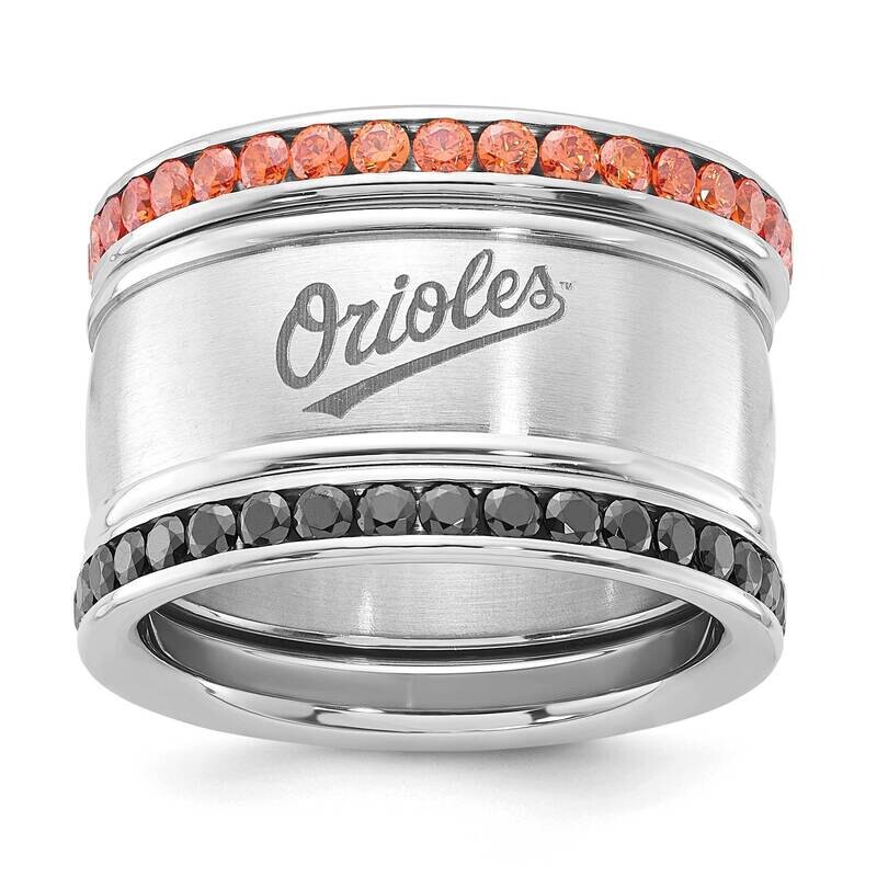 Mlb Baltimore Orioles Crystal Triple Ring Set Stainless Steel ORI035CR-SZ9