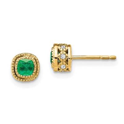 Emerald Diamond Earrings 10k Gold EM7092-EM-010-1YA, MPN: EM7092-EM-010-1YA, 191101834370