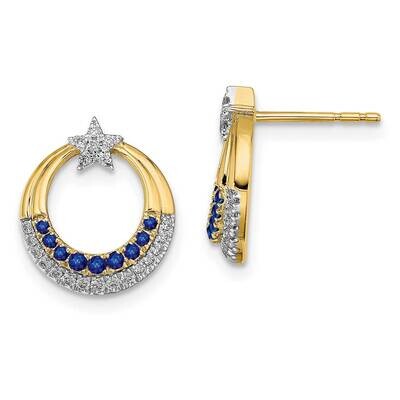 Sapphire Diamond Star Circle Post Earrings 14k Polished Gold EM6846-SA-012-YA, MPN: EM6846-SA-012-Y…
