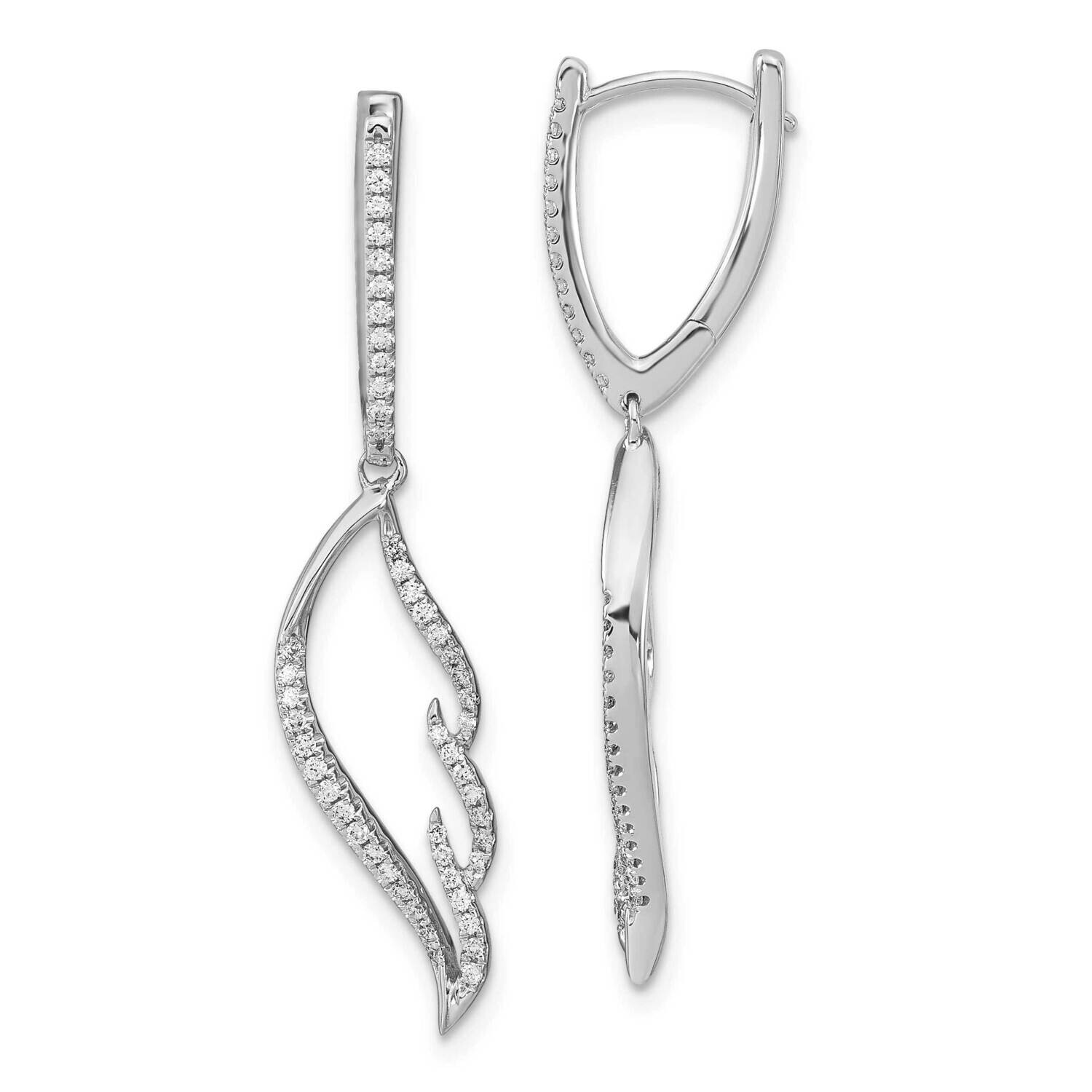 Diamond Wing Hinged Hoop Dangle Earrings 14k White Gold EM6858-033-WA