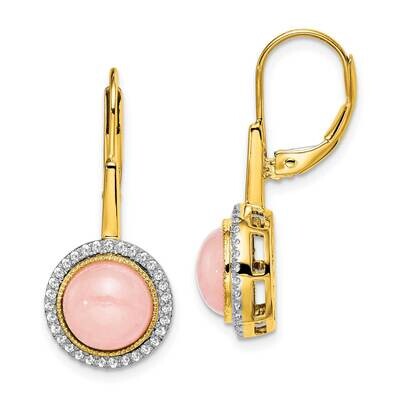 Rose Quartz Diamond Leverback Earrings 14k Gold EM7137-OP-025-YA, MPN: EM7137-OP-025-YA, 8839579688…