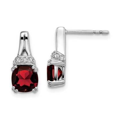 Garnet Diamond Earrings 14k White Gold EM7074-GA-007-WA, MPN: EM7074-GA-007-WA, 191101839399