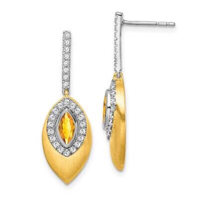 Citrine Diamond Dangle Earrings 14k Two-Tone Gold EM7132-CI-031-YWA, MPN: EM7132-CI-031-YWA, 191101…