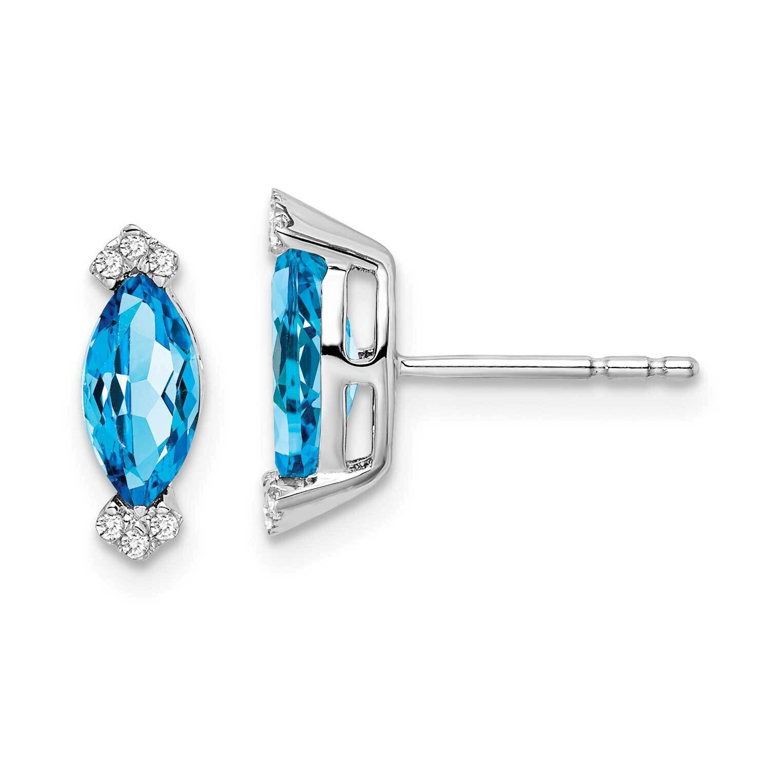 Marquise Blue Topaz Diamond Earrings 14k White Gold EM7109-BT-005-WA, MPN: EM7109-BT-005-WA, 191101…
