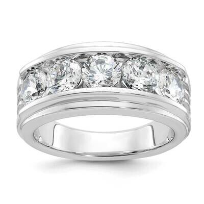 Ibgoodman Men&#39;s Polished Brushed Grooved 5-Stone Ring Mounting 14k White Gold B64103-4W by IBGoodma…