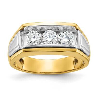 Ibgoodman Men&#39;s Polished Grooved 3-Stone Ring Mounting 14k Two-Tone Gold B64135-4YW by IBGoodman, M…