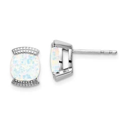 Created Opal Post Earrings 14k White Gold EM7080-OP-W, MPN: EM7080-OP-W, 191101839566