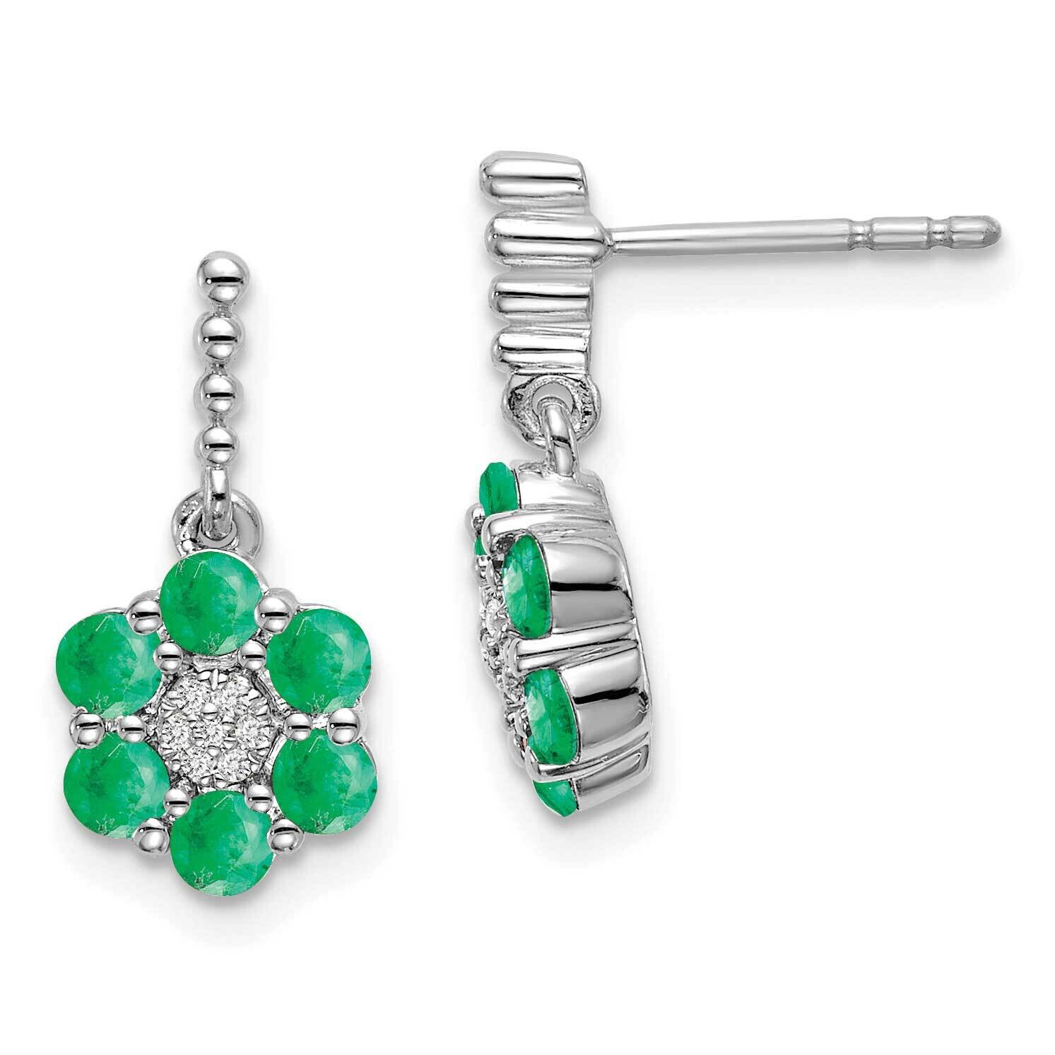 Emerald Diamond Earrings 14k White Gold EM7191-EM-005-WA, MPN: EM7191-EM-005-WA, 191101841996