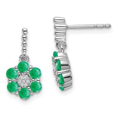 Emerald Diamond Earrings 14k White Gold EM7191-EM-005-WA, MPN: EM7191-EM-005-WA, 191101841996