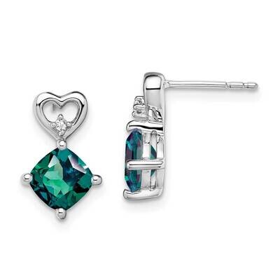 Created Alexandrite Diamond Heart Earrings 14k White Gold EM7399-CA-002-WA, MPN: EM7399-CA-002-WA, …