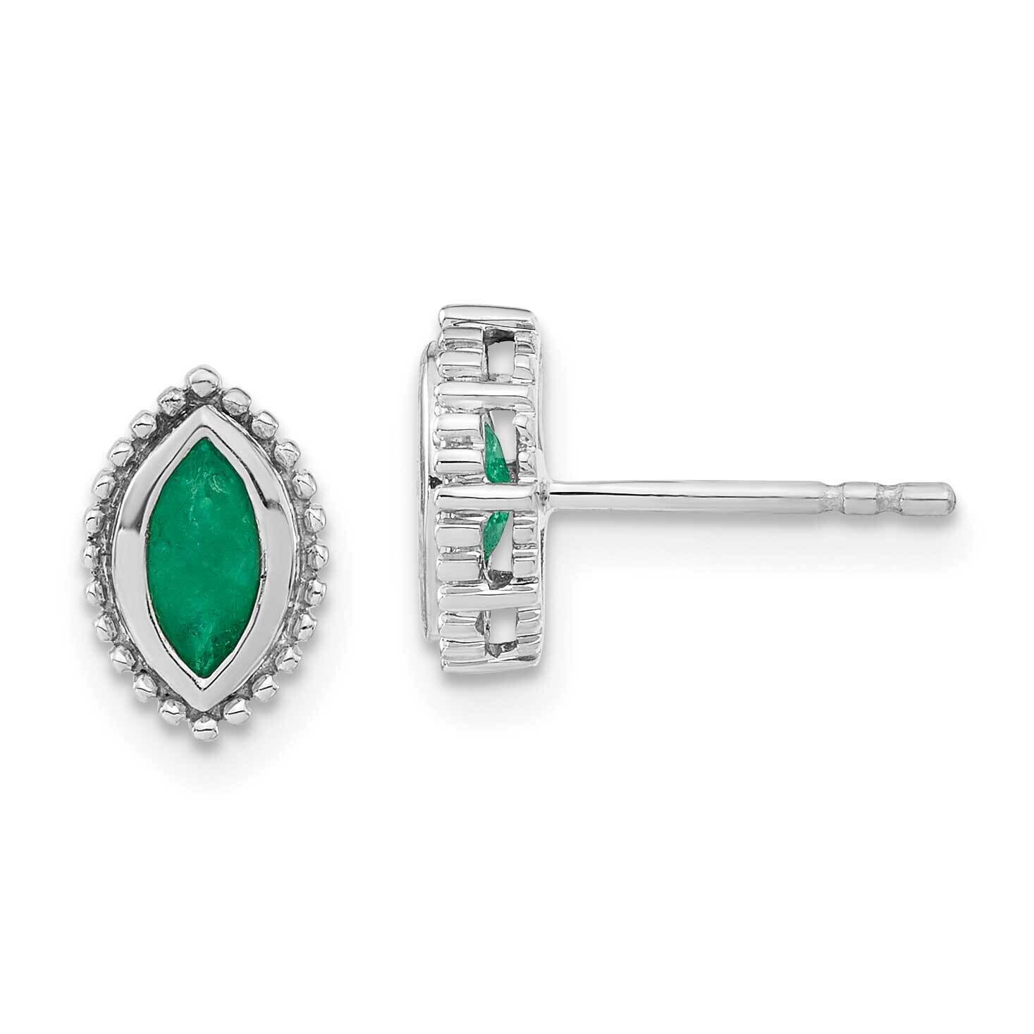 Marquise Emerald Post Earrings 14k White Gold EM7204-EM-W, MPN: EM7204-EM-W, 191101842900
