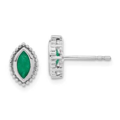Marquise Emerald Post Earrings 14k White Gold EM7204-EM-W, MPN: EM7204-EM-W, 191101842900