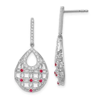 Ruby Diamond Dangle Earrings 14k White Gold EM7251-RU-033-WA, MPN: EM7251-RU-033-WA, 191101843709