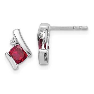 Cushion Cr. Ruby Diamond Earrings 10k White Gold EM7398-CRU-003-1WA, MPN: EM7398-CRU-003-1WA, 19110…