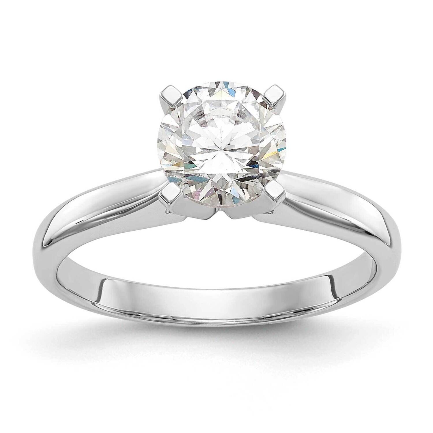 1 Carat Medium-Weight High Shoulder Airline Half-Round 4-Prong Round Solitaire Ring Mounting 14k Wh…