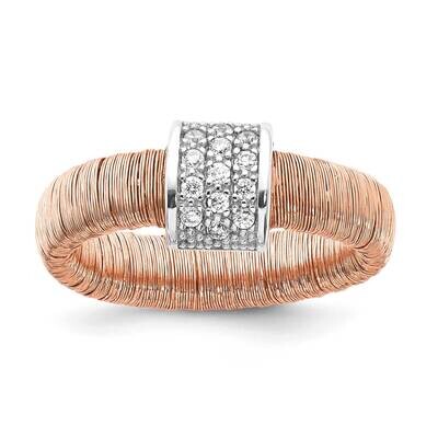 Rose Tone Wire Wrapped Swarovski Crystal Ring Sterling Silver AN_043-P, MPN: AN_043-P,