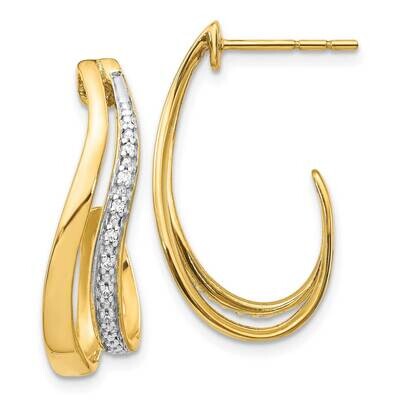 Rhodium Diamond J-Hoop Post Earrings 10k Gold EM5584-007-1YA, MPN: EM5584-007-1YA,