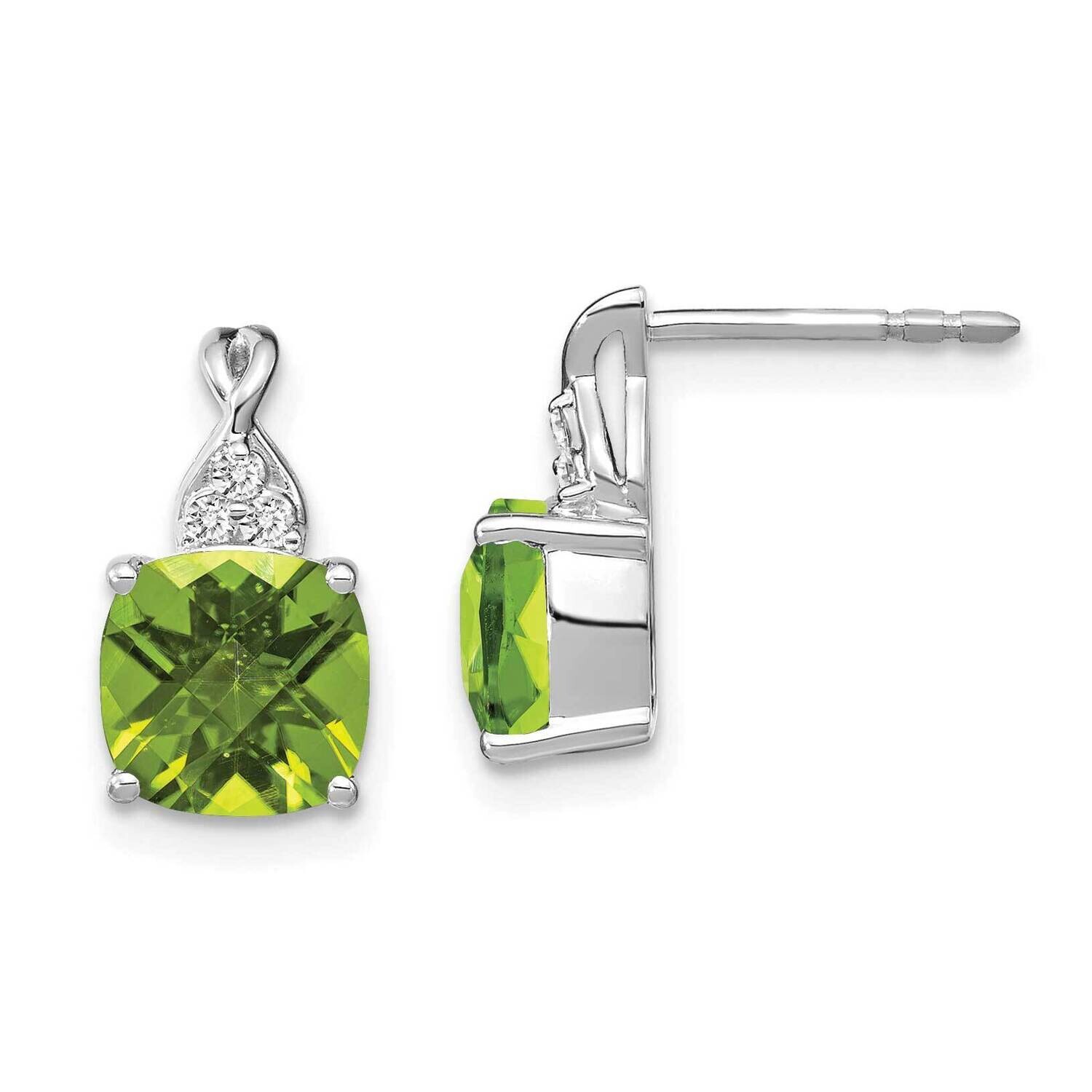 Checkerboard Peridot Diamond Earrings 14k White Gold EM4393-PE-006-WA, MPN: EM4393-PE-006-WA,