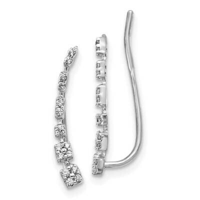 Diamond Graduated Earrings Climber Earrings 10k White Gold EM4146-015-1WA, MPN: EM4146-015-1WA,