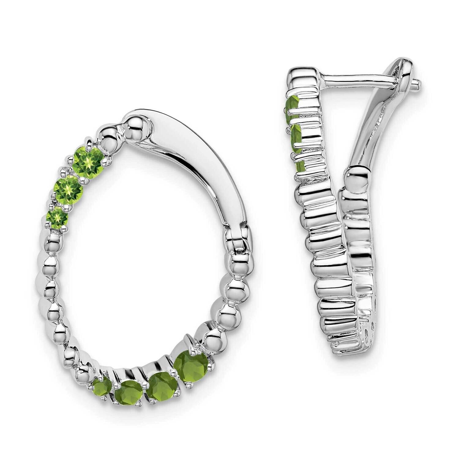 Peridot Oval Hoop Earrings 14k White Gold EM7460-PE-W, MPN: EM7460-PE-W, 191101844072