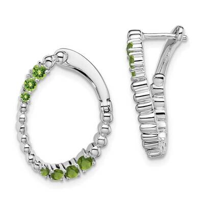 Peridot Oval Hoop Earrings 14k White Gold EM7460-PE-W, MPN: EM7460-PE-W, 191101844072