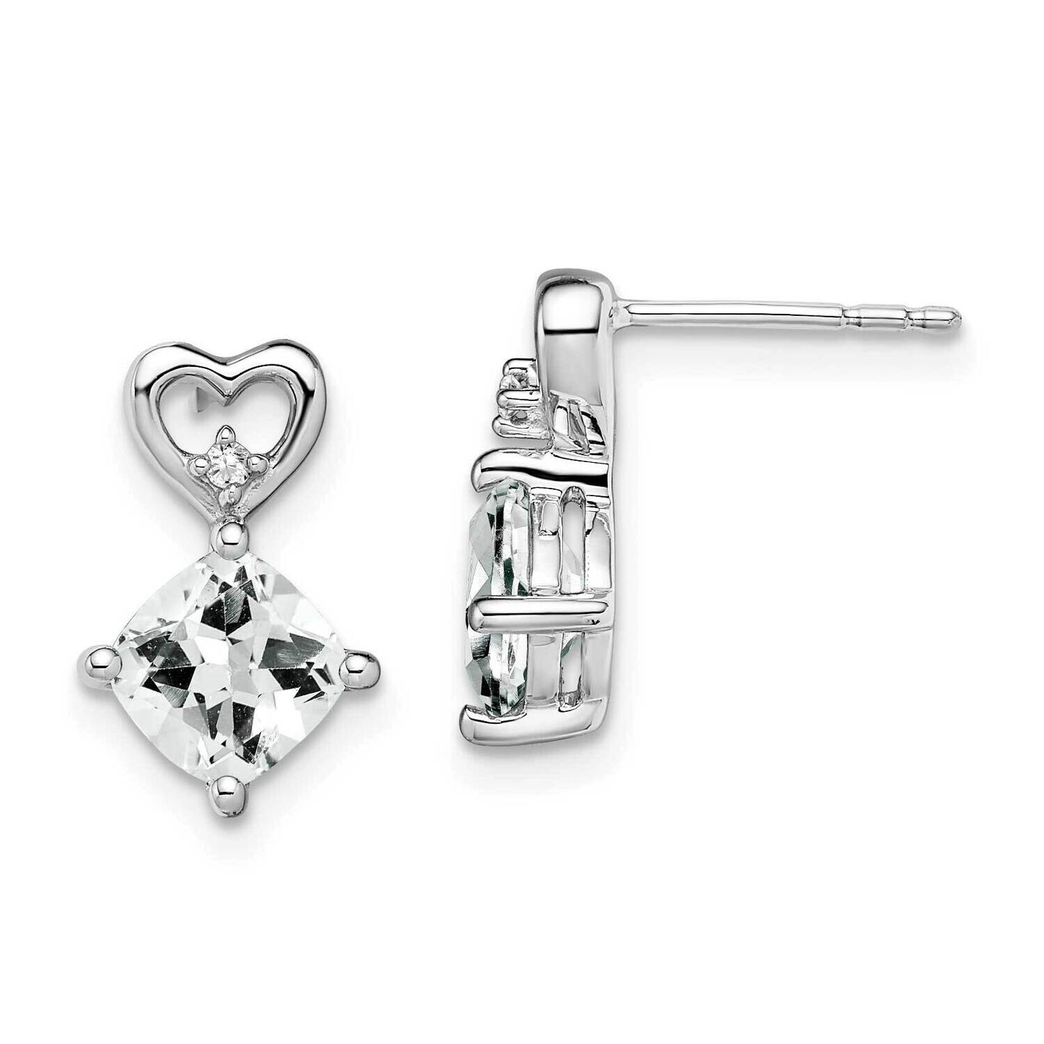 White Topaz Diamond Heart Earrings 14k White Gold EM7399-WT-002-WA, MPN: EM7399-WT-002-WA, 19110140…