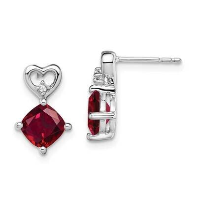 Created Ruby Diamond Heart Earrings 14k White Gold EM7399-CRU-002-WA, MPN: EM7399-CRU-002-WA, 19110…