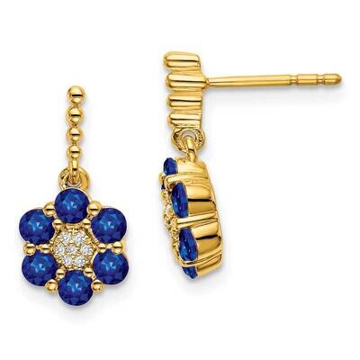 Sapphire Diamond Earrings 14k Gold EM7191-SA-005-YA, MPN: EM7191-SA-005-YA, 191101842085