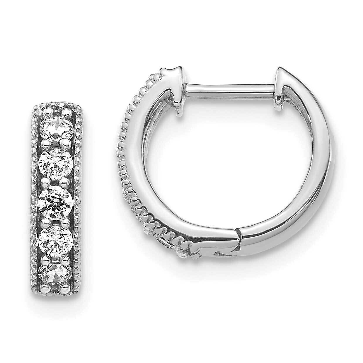 Diamond Milgrain Hinged Hoop Earrings 10k White Gold EM4269-033-1WA