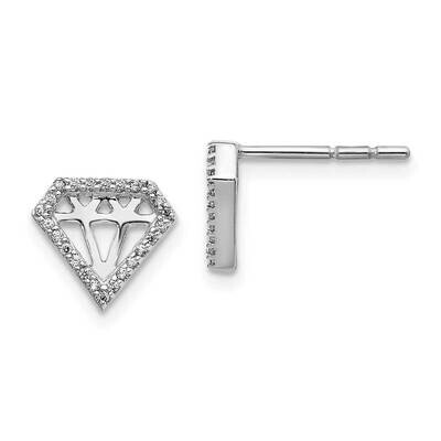 Diamond Gemstone-Shaped Earrings 10k White Gold EM3697-014-1WA, MPN: EM3697-014-1WA,