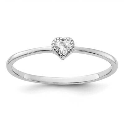 CZ Heart Ring Sterling Silver Rhodium-Plated QR7474, MPN: QR7474,