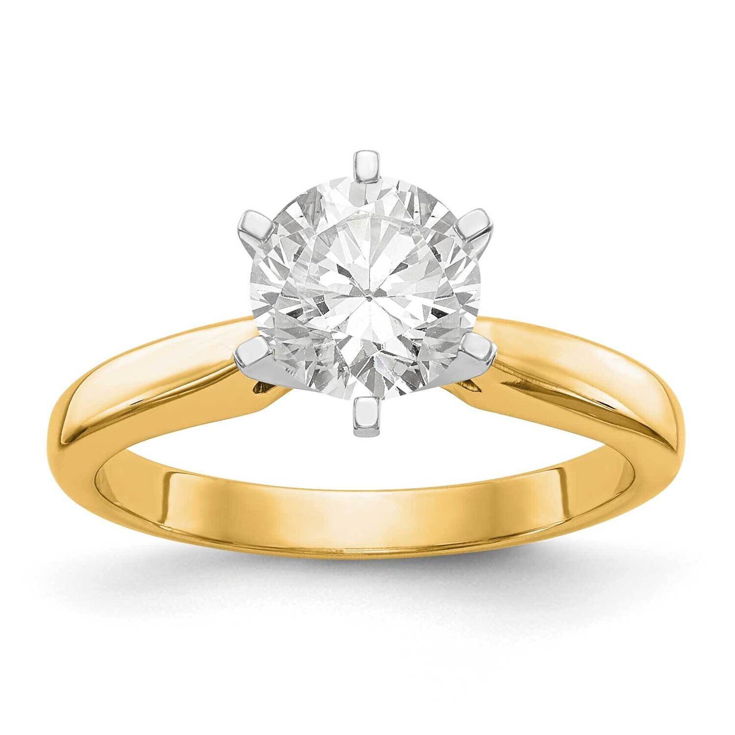 1/2 Carat Medium-Weight High Shoulder Airline Half-Round 6-Prong Round Solitaire Ring Mounting 14k Two-Tone Gold KS80