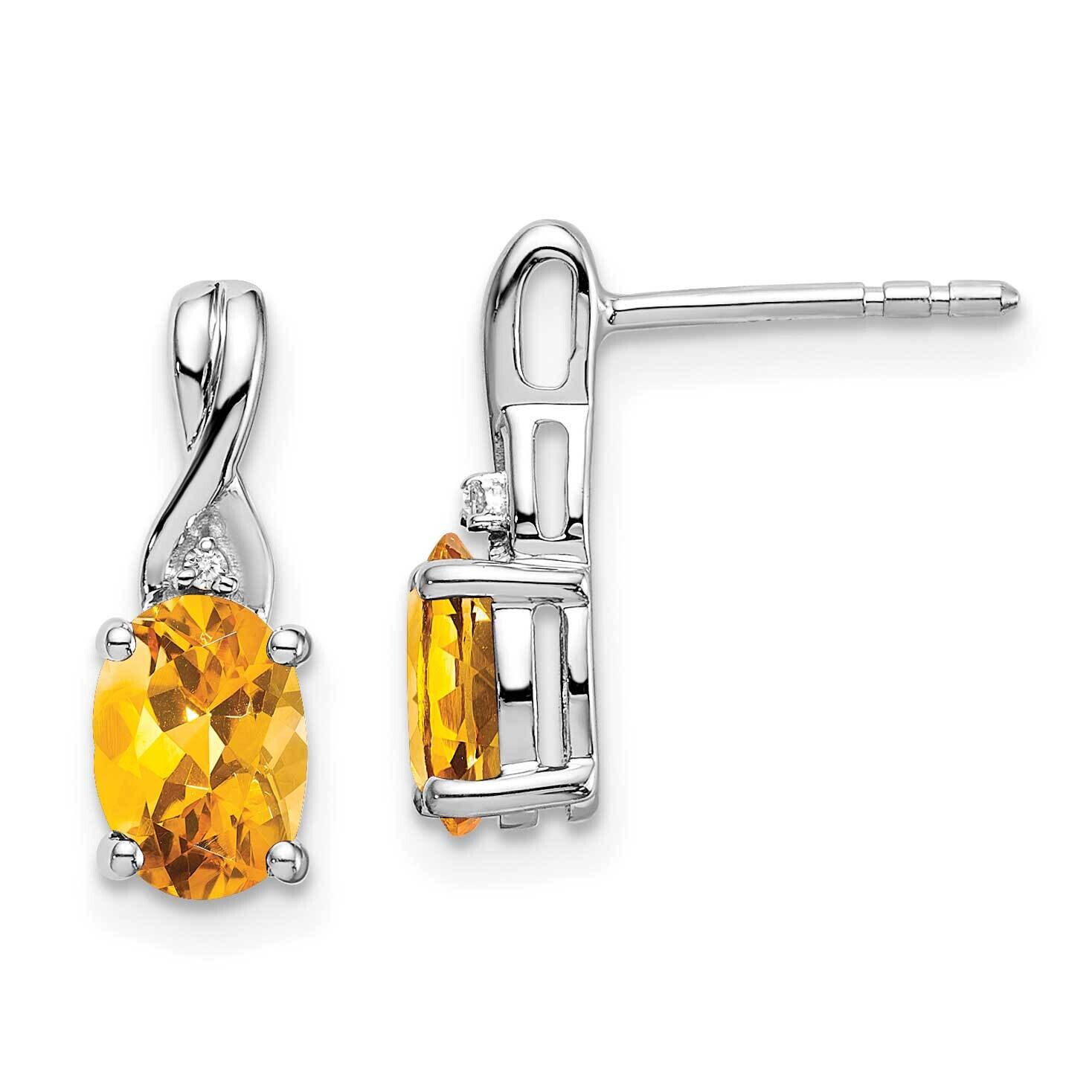 Oval Citrine Diamond Earrings 14k White Gold EM7075-CI-001-WA, MPN: EM7075-CI-001-WA, 191101839436