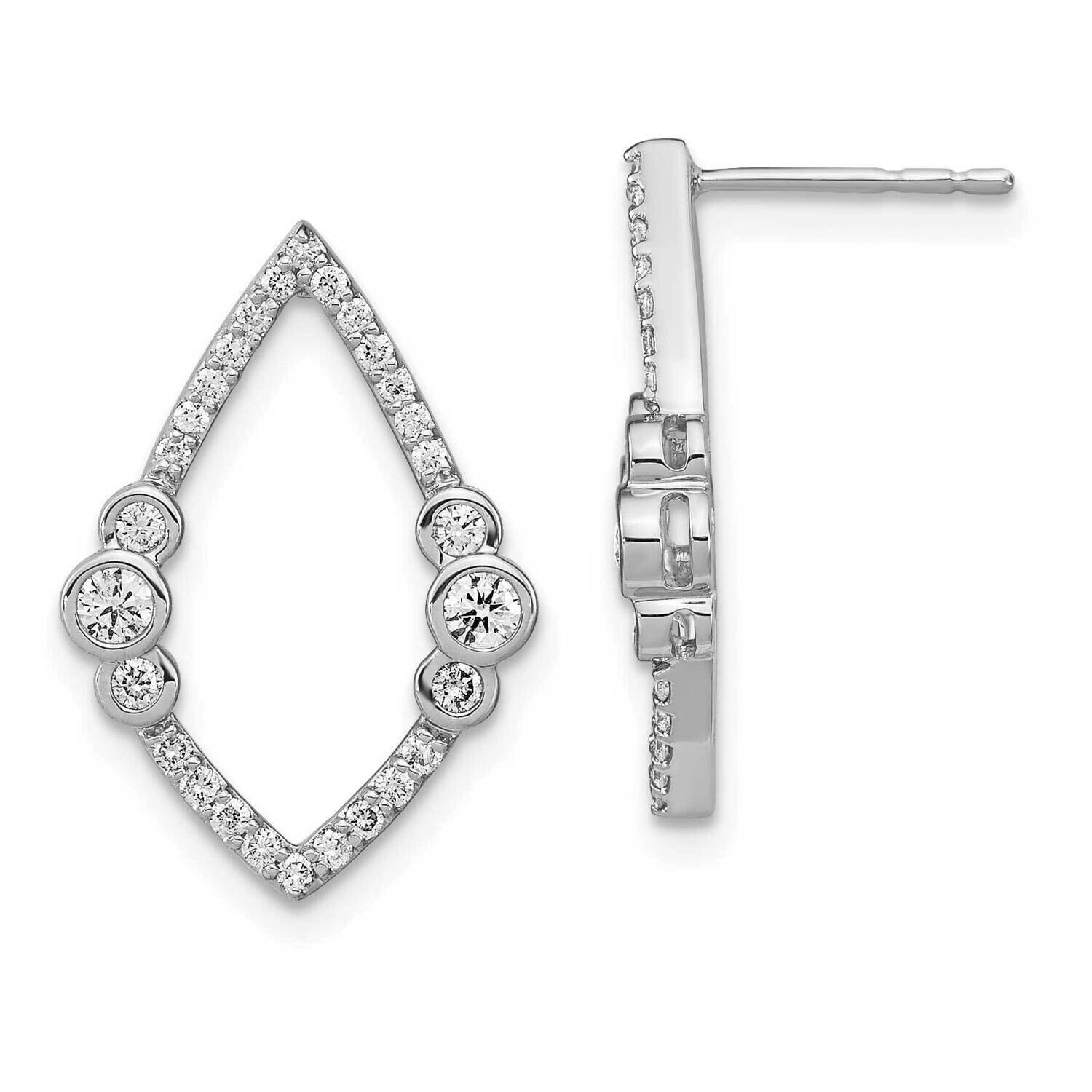 Polished Diamond Bezel Set Teardrop Post Earrings 14k White Gold EM6872-050-WA