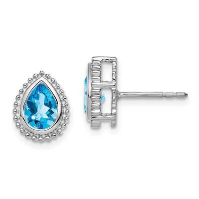 Pear Blue Topaz Post Earrings 14k White Gold EM7203-BT-W, MPN: EM7203-BT-W, 191101842702