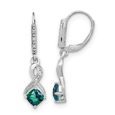 Created Alexandrite Diamond Earrings Sterling Silver Rhodium-Plated EM7402-CA-006-SSA, MPN: EM7402-…