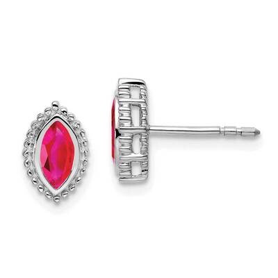 Marquise Ruby Post Earrings 14k White Gold EM7204-RU-W, MPN: EM7204-RU-W, 191101842962