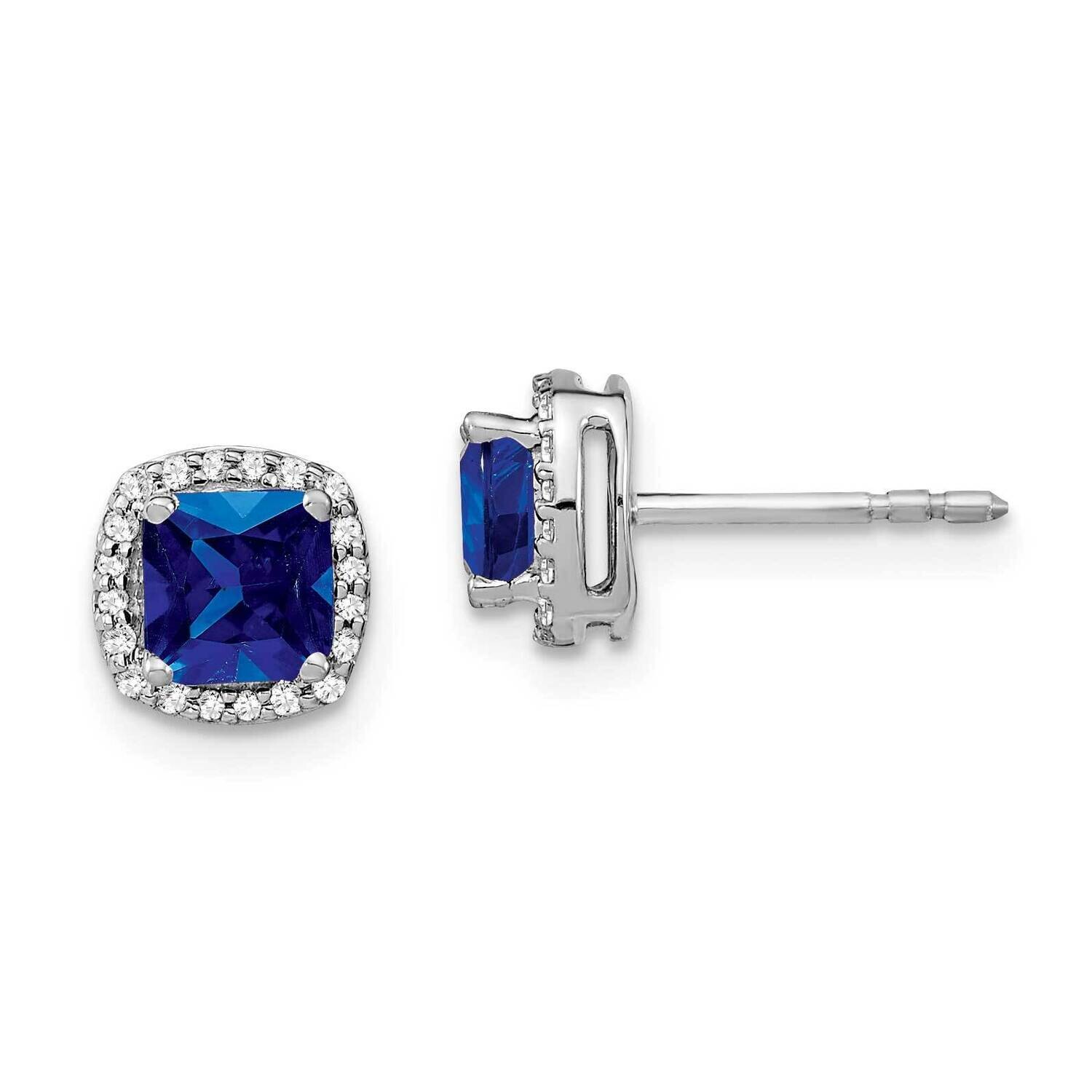 Cushion Sapphire Diamond Halo Earrings 14k White Gold EM4241-SA-015-WA, MPN: EM4241-SA-015-WA, 1911…