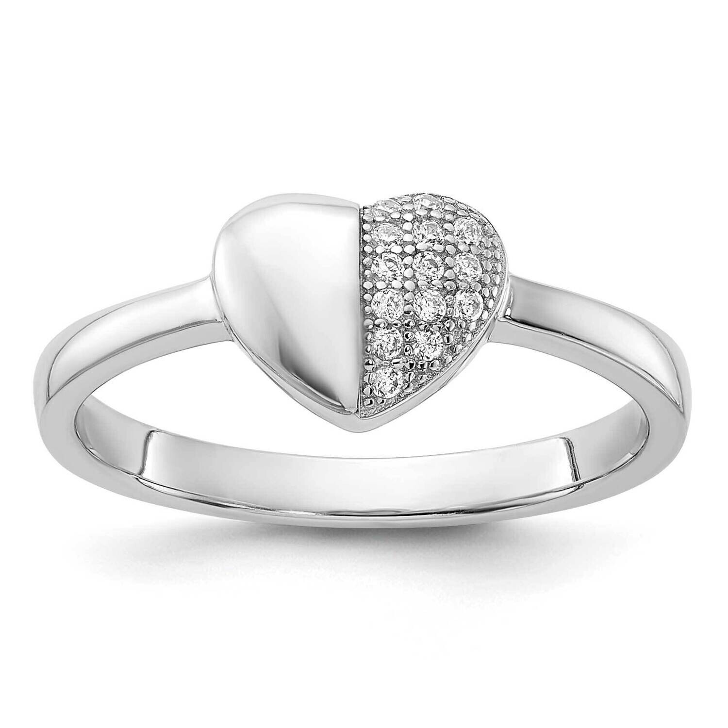 CZ Polished Heart Ring Sterling Silver Rhodium-Plated QR7470, MPN: QR7470,