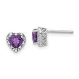 Amethyst Diamond Earrings Sterling Silver Rhodium-Plated EM7400-AM-010-SSA, MPN: EM7400-AM-010-SSA,