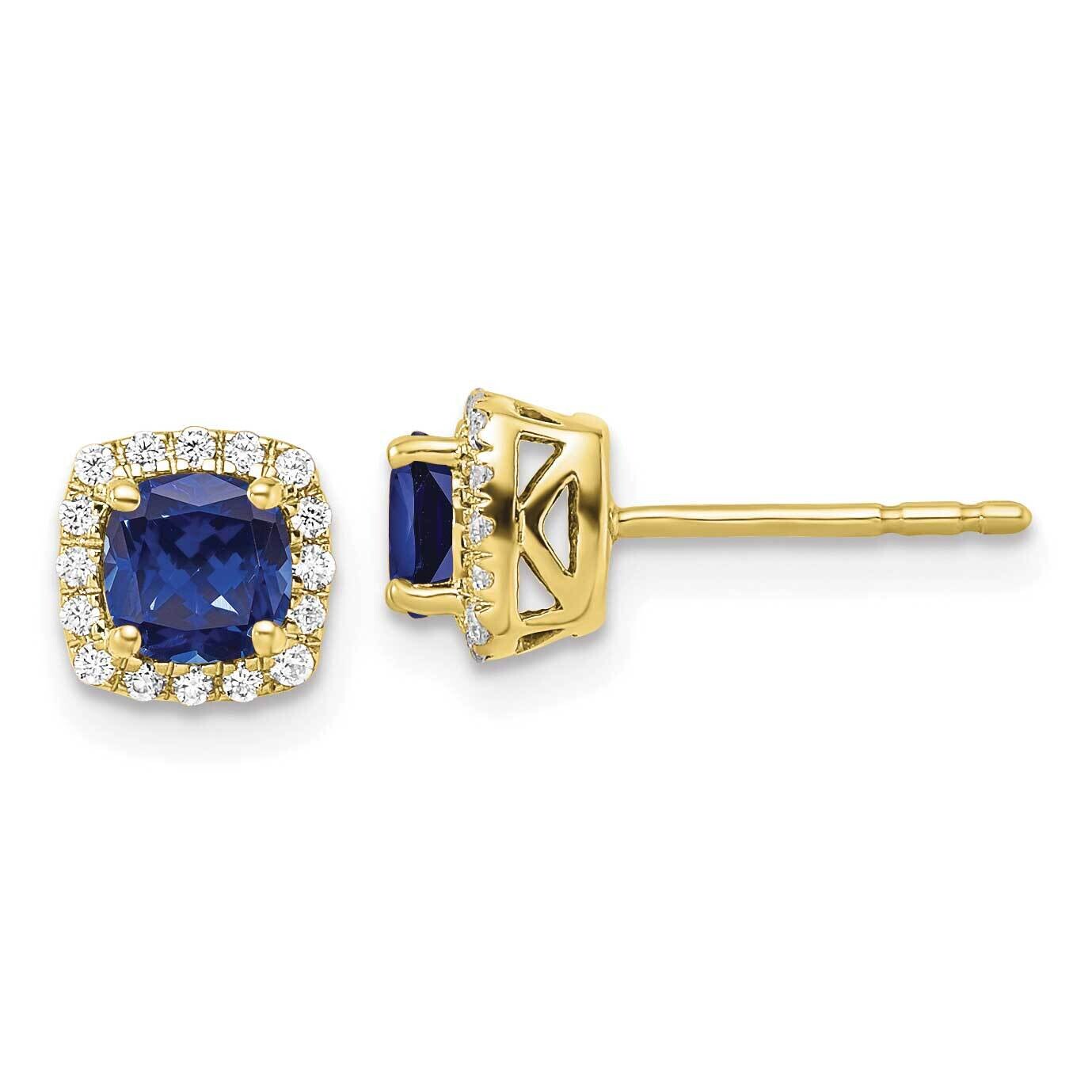 Earrings Bl Created Sapphire Post Halo Earrings 10k Gold EM8582-CSA-010-0YAA, MPN: EM8582-CSA-010-0…