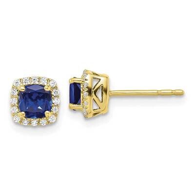 Earrings Bl Created Sapphire Post Halo Earrings 10k Gold EM8582-CSA-010-0YAA, MPN: EM8582-CSA-010-0…