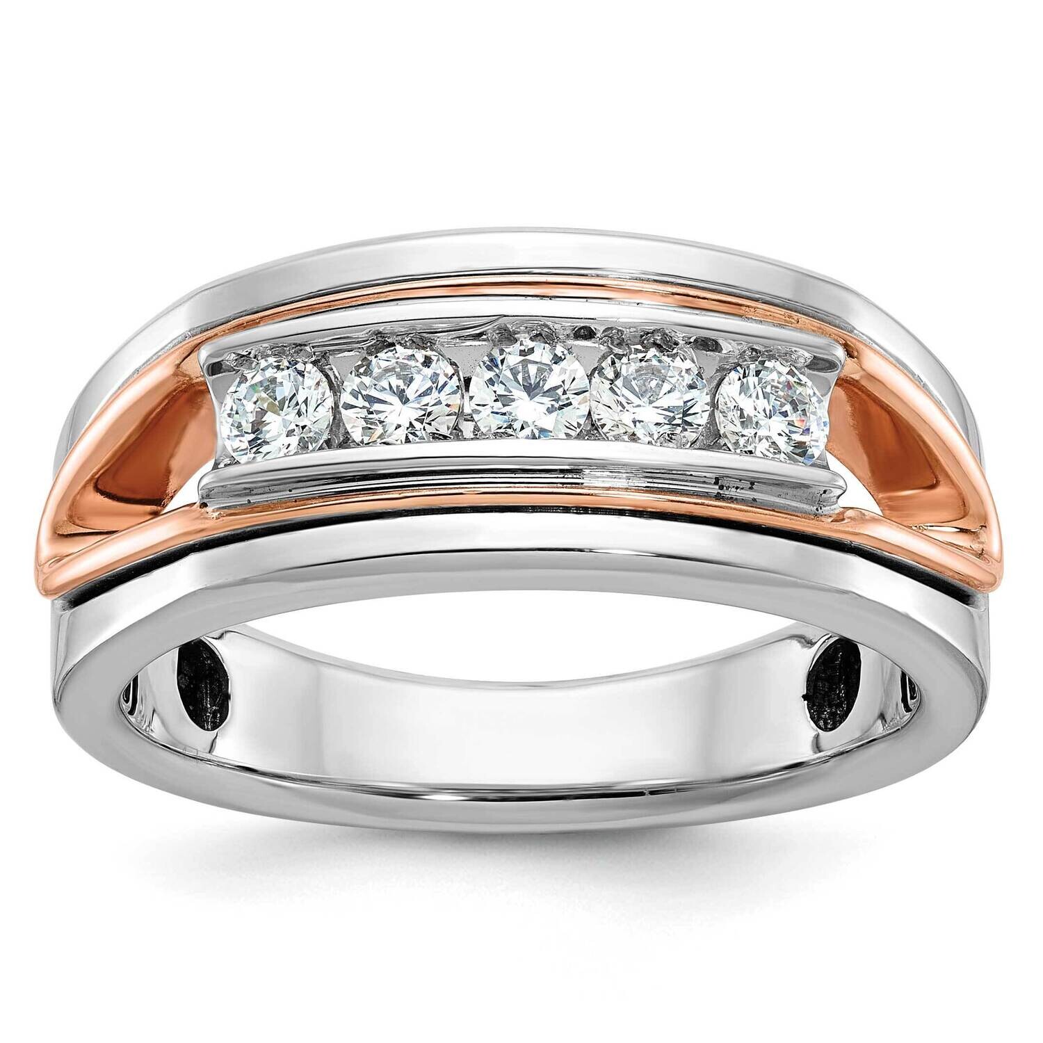 Ibgoodman Rose White Gold Men&#39;s Polished Cut-Out 5-Stone Ring Mounting 14k Gold B64082-4WR by IBGoo…