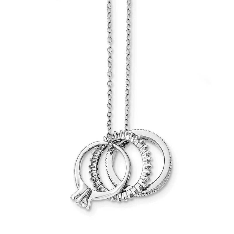CZ Rings Necklace Sterling Silver Polished QG4028-18