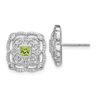 Diamond &amp; Peridot Fancy Earrings 14k White Gold EM3943-PE-038-WA, MPN: EM3943-PE-038-WA, 1911018368…