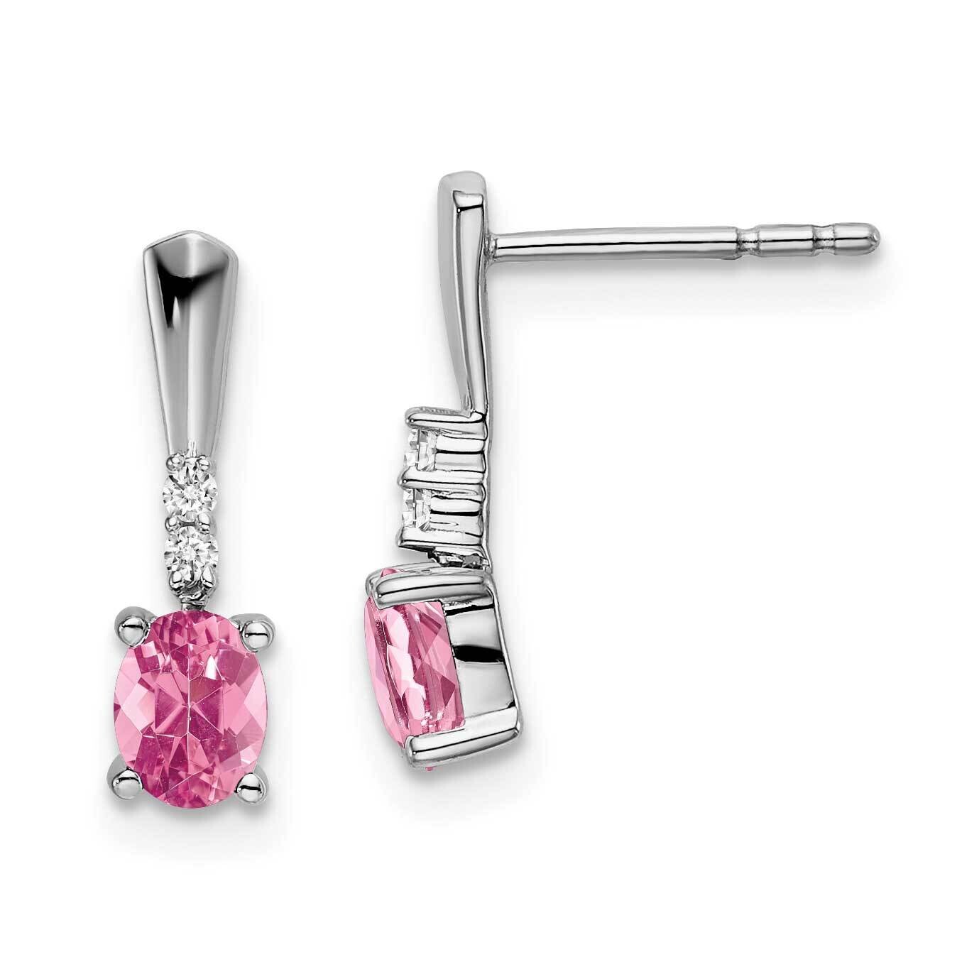 Oval Pink Tourmaline Diamond Dangle Earrings 14k White Gold EM7407-PT-004-WA, MPN: EM7407-PT-004-WA…