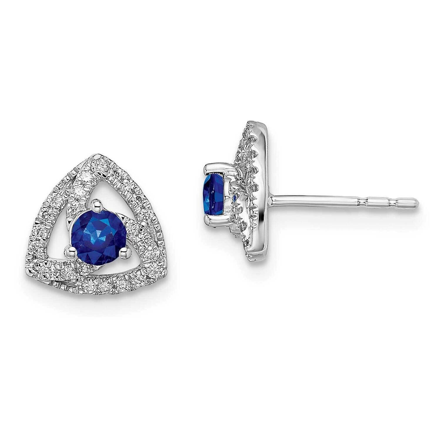 Diamond Blue Sapphire Triangle Post Earrings 14k White Gold EM6898-SA-017-WA, MPN: EM6898-SA-017-WA…