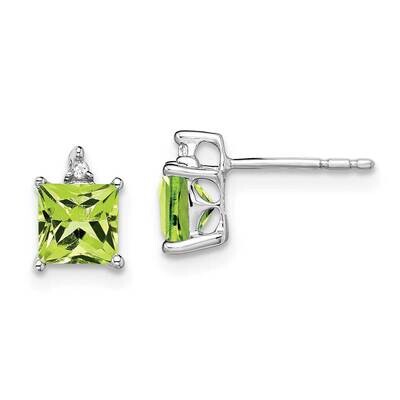 Princess Peridot Diamond Earrings 14k White Gold EM7085-PE-001-WA, MPN: EM7085-PE-001-WA, 191101839…