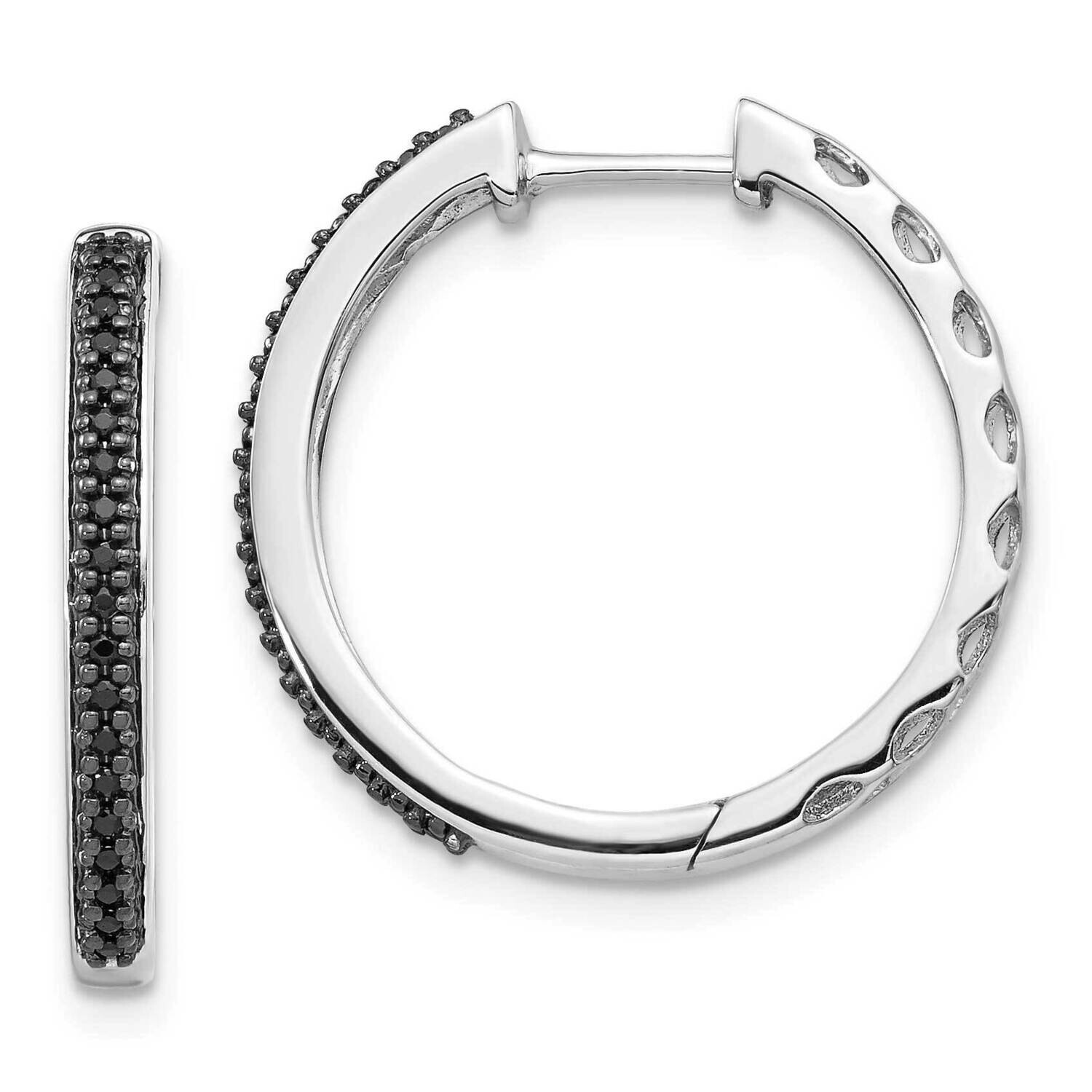 Black Diamond 2mm Hinged Hoop Earrings 10k White Gold EM5400-BK-016-1WA, MPN: EM5400-BK-016-1WA,